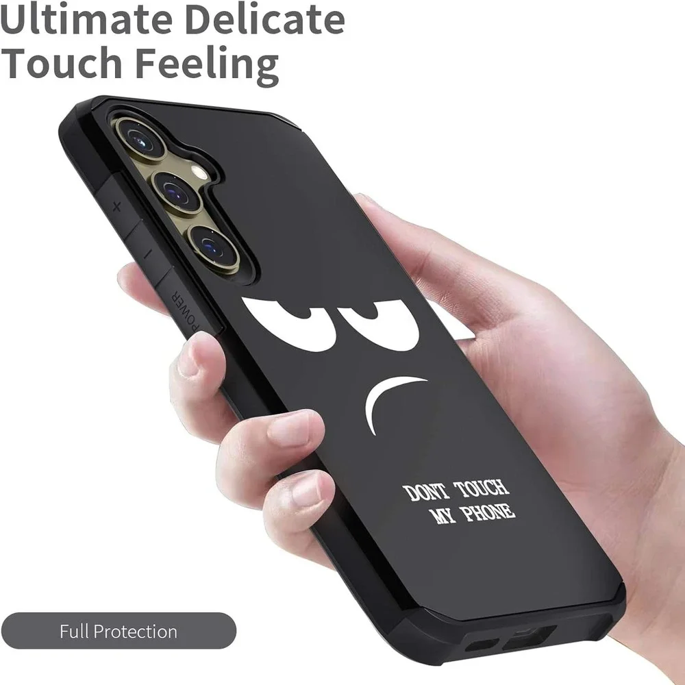 Samsung Galaxy S24+ S25+ Case Dont Touch My‎ Phone Grumpy Face Black Matte Cover